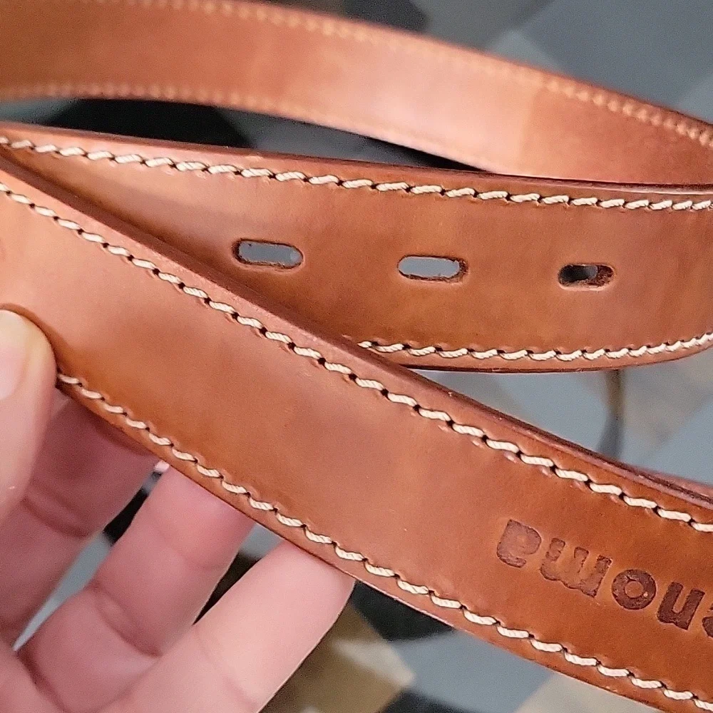 Brown Leather Renoma Paris Made Italy Genuine Belt Unisex Logo New Handmade L,XL